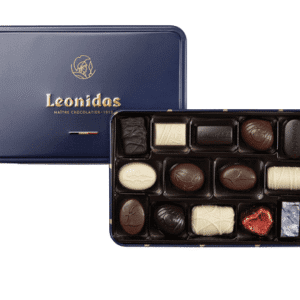 Metalen geschenkdoos blauw - 14 pralines